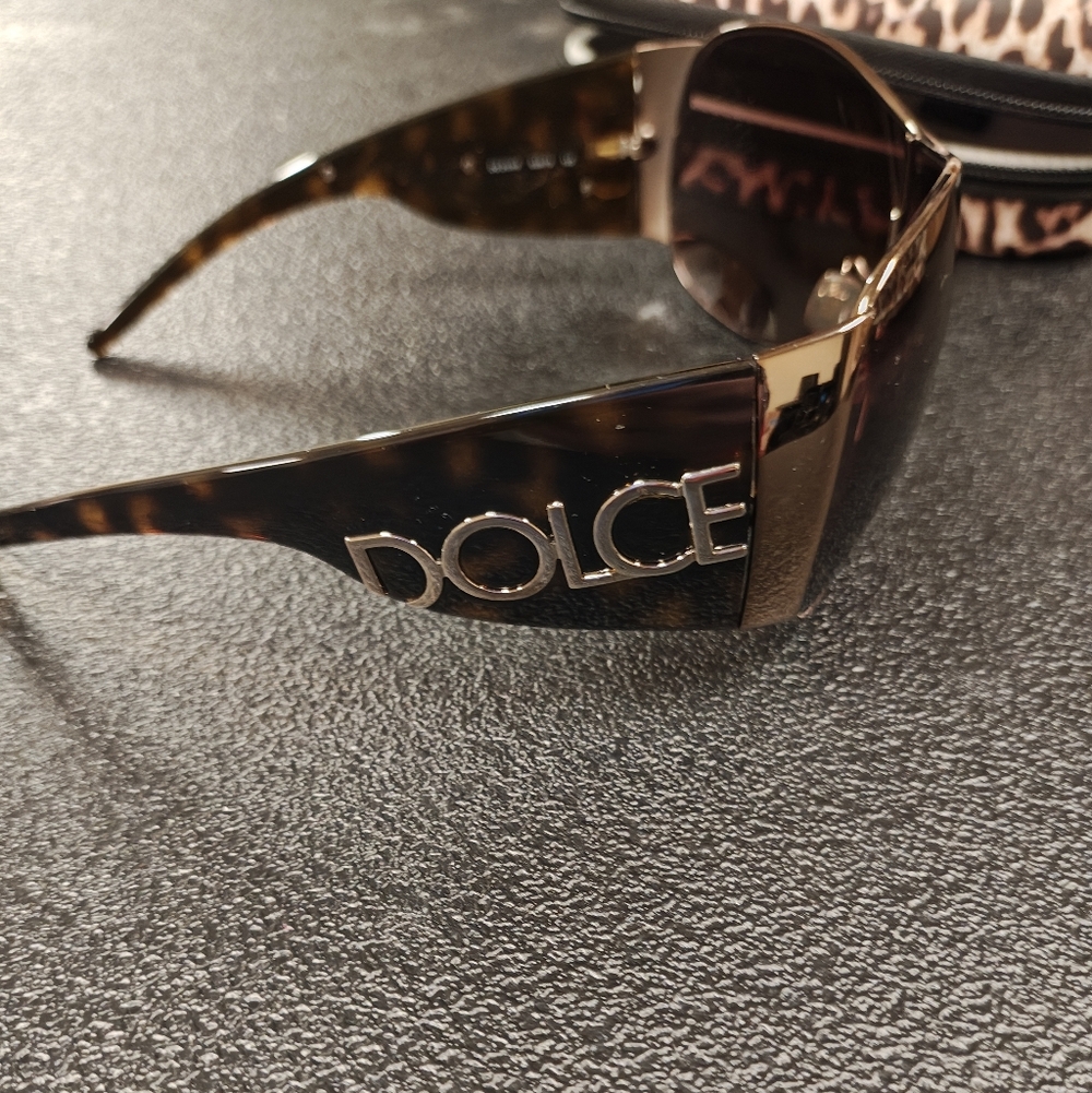 Dolce Gabbana Tortoise Shell Shield Sunglasses - Picture 2 of 10